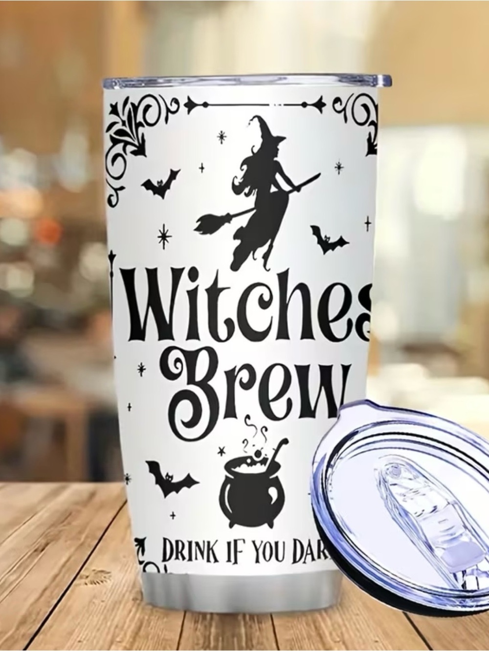 Witches Brew Halloween Tumbler - Black on White